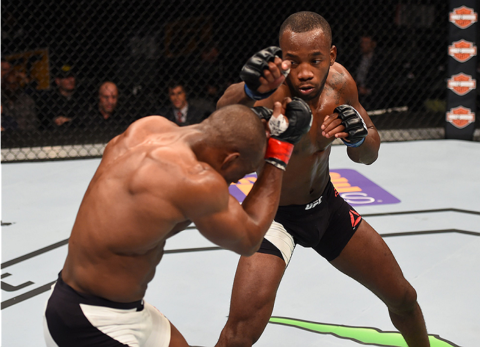 ORLANDO, FL - DECEMBER 19: (R-L) Leon Edwards punches Kamaru Usman in their welterweight bout during the UFC Fight Night event at the Amway Center on December 19, 2015 in Orlando, Florida. (Photo by Josh Hedges/Zuffa LLC/Zuffa LLC via Getty Images)