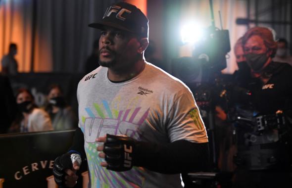 Daniel Cormier prepares to fight Stipe Miocic in their UFC heavyweight championship bout during the UFC 252 event at UFC APEX on August 15, 2020 in Las Vegas, Nevada. (Photo by Jeff Bottari/Zuffa LLC)
