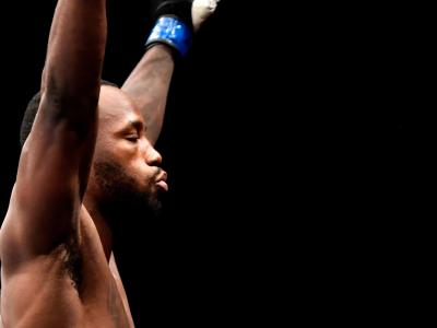 Leon Edwards of Jamaica prepares to fight Donald Cerrone in their welterweight bout during the UFC Fight Night event at the Singapore Indoor Stadium on June 23, 2018 in Singapore. (Photo by Jeff Bottari/Zuffa LLC/Zuffa LLC via Getty Images)