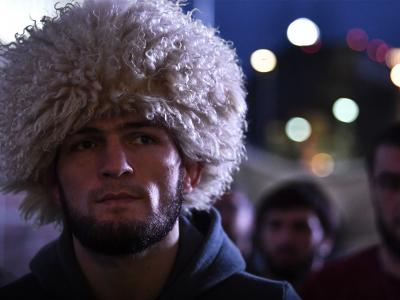 LAS VEGAS, NV - OCTOBER 06: Khabib Nurmagomedov of Russia arrives to the arena before the UFC 229 event inside T-Mobile Arena on October 6, 2018 in Las Vegas, Nevada. (Photo by Brandon Magnus/Zuffa LLC/Zuffa LLC via Getty Images)