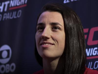 Marina Rodriguez of Brazil interacts with media during the UFC Fight Night ultimate media day at Pestana Hotel on September 20, 2018 in Sao Paulo, Brazil. (Photo by Buda Mendes/Zuffa LLC)