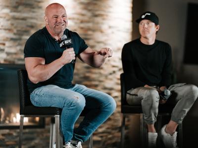 Dana White and Utah Jazz owener Ryan Sweeney talk to the press about UFC 278: Usman vs Edwards 2