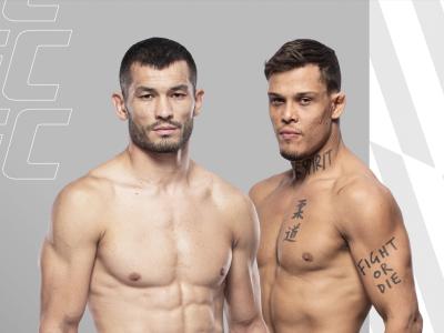 Montagem com Makhmud Muradov e Caio Borralho para o anúncio do UFC 280.