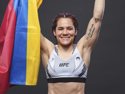 Piera Rodriguez of Venezuela poses for a portrait after her victory during the UFC 273 event at VyStar Veterans Memorial Arena on April 09, 2022 in Jacksonville, Florida. (Photo by Mike Roach/Zuffa LLC)