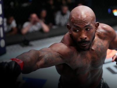 Khalil Rountree Jr. punches Karl Roberson in their light heavyweight fight during the UFC Fight Night event at UFC APEX on March 12, 2022 in Las Vegas, Nevada. (Photo by Chris Unger/Zuffa LLC)
