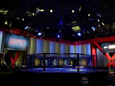 A general view of the Octagon prior to the UFC Fight Night event at UFC APEX on April 17, 2021 in Las Vegas, Nevada. (Photo by Chris Unger/Zuffa LLC)