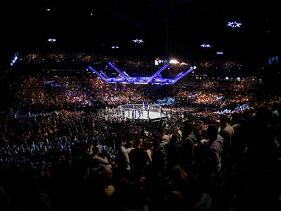 A general view of the Octagon during the UFC Fight Night event at Royal Arena on September 28, 2019 in Copenhagen, Denmark. (Photo by Jeff Bottari/Zuffa LLC)