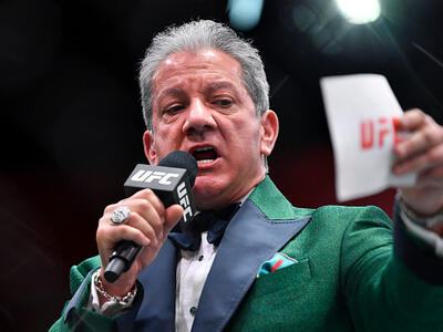 Octagon announcer Bruce Buffer introduces a fighter during the UFC 259 event at UFC APEX on March 06, 2021 in Las Vegas, Nevada. (Photo by Chris Unger/Zuffa LLC)