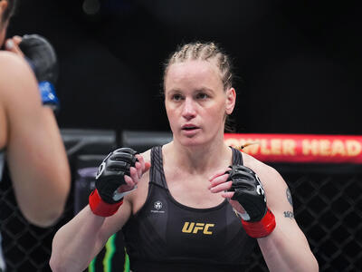 Valentina Shevchenko of Kyrgyzstan faces her opponent Alexa Grasso of Mexico in the UFC flyweight championship fight during the UFC 285 event at T-Mobile Arena on March 04, 2023 in Las Vegas, Nevada. (Photo by Chris Unger/Zuffa LLC)