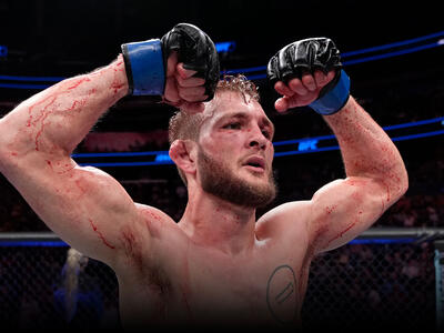 Jonathan Pearce reacts after his unanimous-decision victory over Darren Elkins in a featherweight fight during the UFC Fight Night event at Amway Center on December 03, 2022 in Orlando, Florida. (Photo by Jeff Bottari/Zuffa LLC)