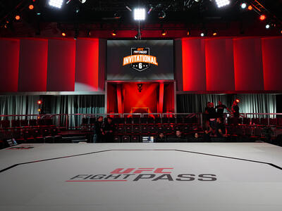 Vista geral do tatame do Fight Pass Invitational 6 no UFC Apex, em março de 2024. (Chris Unger/Zuffa LLC)