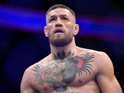 Conor McGregor of Ireland prepares to fight Dustin Poirier during the UFC 264 event at T-Mobile Arena on July 10, 2021 in Las Vegas, Nevada. (Photo by Chris Unger/Zuffa LLC)