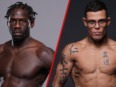 Arte com as fotos de Jared Cannonier e Caio Borralho. (Divulgação)