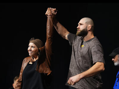 Jiri Prochazka of the Czech Republic walks on stage during the UFC 311 ceremonial weigh-in at Intuit Dome on January 17, 2025 in Inglewood, California.