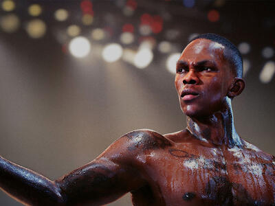 A screenshot of Israel Adesanya rendered in EA Sports UFC 5