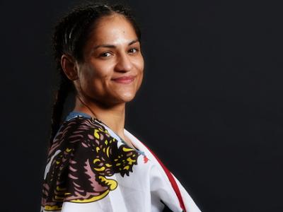 LAS VEGAS, NV - MARCH 04:  Cynthia Calvillo poses for a portrait backstage during the UFC 209 event at T-Mobile Arena on March 4, 2017 in Las Vegas, Nevada.  (Photo by Mike Roach/Zuffa LLC/Zuffa LLC via Getty Images)