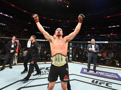 CHICAGO, ILLINOIS - JUNE 09:  Robert Whittaker of New Zealand celebrates after defeating Yoel Romero of Cuba by split decision in their middleweight fight during the UFC 225 event at the United Center on June 9, 2018 in Chicago, Illinois. (Photo by Josh H