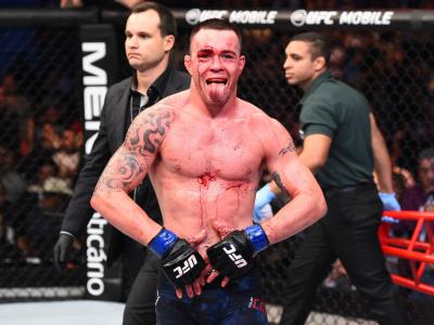 SAO PAULO, BRAZIL - OCTOBER 28:  Colby Covington celebrates after defeating Demian Maia of Brazil in their welterweight bout during the UFC Fight Night event inside the Ibirapuera Gymnasium on October 28, 2017 in Sao Paulo, Brazil. (Photo by Josh Hedges/Z