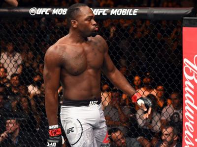 SAO PAULO, BRAZIL - OCTOBER 28:  Derek Brunson reacts after defeating Lyoto Machida of Brazil in their middleweight bout during the UFC Fight Night event inside the Ibirapuera Gymnasium on October 28, 2017 in Sao Paulo, Brazil. (Photo by Josh Hedges/Zuffa