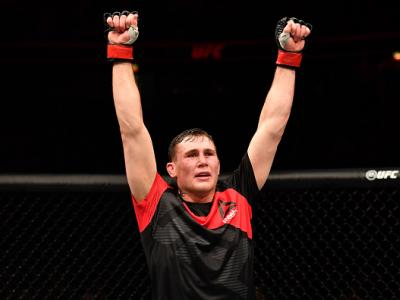 STOCKHOLM, SWEDEN - MAY 28:  Darren Till celebrates his victory over Jessin Ayari in their welterweight fight during the UFC Fight Night event at the Ericsson Globe Arena on May 28, 2017 in Stockholm, Sweden. (Photo by Jeff Bottari/Zuffa LLC/Zuffa LLC via