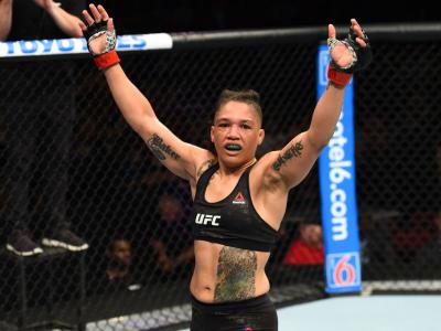 UTICA, NY - JUNE 01:  Sijara Eubanks reacts after finishing three rounds against Lauren Murphy in their women's flyweight fight during the UFC Fight Night event at the Adirondack Bank Center on June 1, 2018 in Utica, New York. (Photo by Josh Hedges/Zuffa 