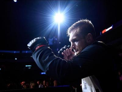 SIOUX FALLS, SD - JULY 13:   Scott Holtzman prepares to face Cody Pfister in their lightweight bout during the UFC Fight Night event on July 13, 2016 at Denny Sanford Premier Center in Sioux Falls, South Dakota. (Photo by Jeff Bottari/Zuffa LLC/Zuffa LLC 