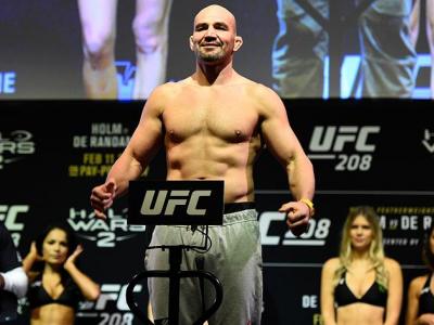 BROOKLYN, NEW YORK - FEBRUARY 10:  Glover Teixeira of Brazil poses on the scale during the UFC 208 weigh-in inside Kings Theater on February 10, 2017 in Brooklyn, New York. (Photo by Jeff Bottari/Zuffa LLC/Zuffa LLC via Getty Images)