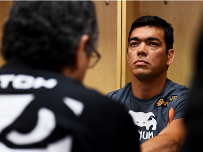 NEWARK, NJ - APRIL 18:  Lyoto Machida of Brazil has his hands wrapped prior to his middleweight bout against Luke Rockhold during the UFC Fight Night event at Prudential Center on April 18, 2015 in Newark, New Jersey.  (Photo by Jeff Bottari/Zuffa LLC/Zuf