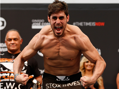 BARUERI, BRAZIL - DECEMBER 19:  Antonio Carlos Junior of Brazil poses on the scale after weighing in during the UFC weigh-in event inside the Ginasio Jose Correa on December 19, 2014 in Barueri, Brazil. (Photo by Josh Hedges/Zuffa LLC/Zuffa LLC via Getty 