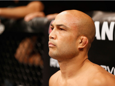 LAS VEGAS, NV - JULY 06:  BJ Penn enters the Octagon before his featherweight fight against Frankie Edgar during the Ultimate Fighter Finale inside the Mandalay Bay Events Center on July 6, 2014 in Las Vegas, Nevada.  (Photo by Josh Hedges/Zuffa LLC/Zuffa