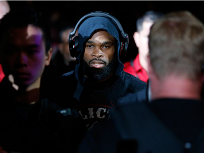 VANCOUVER, BC - JUNE 14:  Tyron Woodley enters the arena before facing Rory MacDonald in their welterweight bout at Rogers Arena on June 14, 2014 in Vancouver, Canada.  (Photo by Josh Hedges/Zuffa LLC/Zuffa LLC via Getty Images)