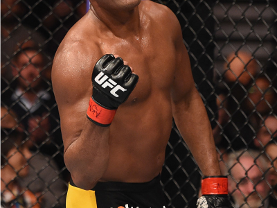 LAS VEGAS, NV - JANUARY 31:  Anderson Silva reacts to his victory over Nick Diaz in their middleweight bout during the UFC 183 event at the MGM Grand Garden Arena on January 31, 2015 in Las Vegas, Nevada.  (Photo by Josh Hedges/Zuffa LLC/Zuffa LLC via Get